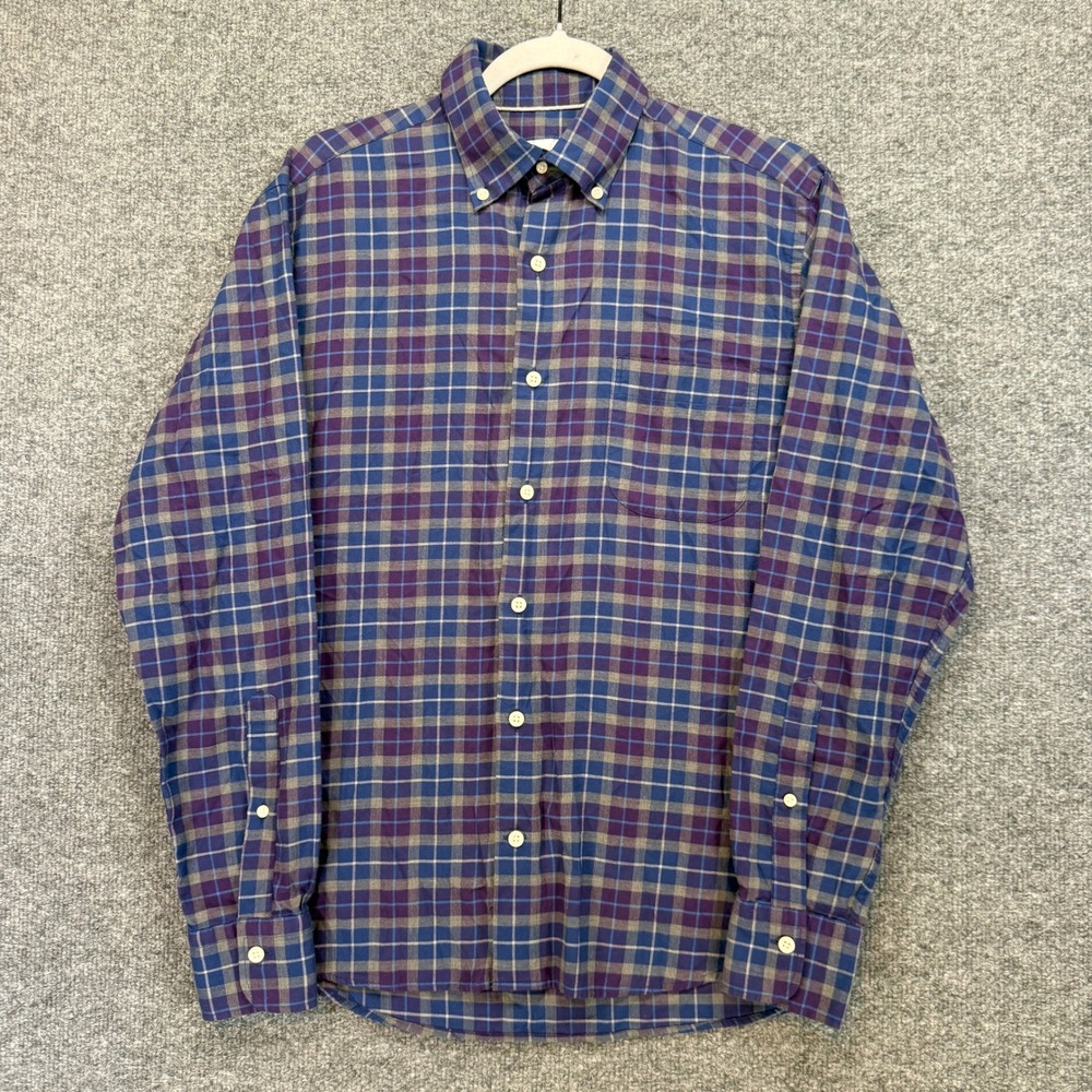 Peter Millar Shirt Mensβ Small Purple Plaid Long Sleeve Button Up Cotton Shirt